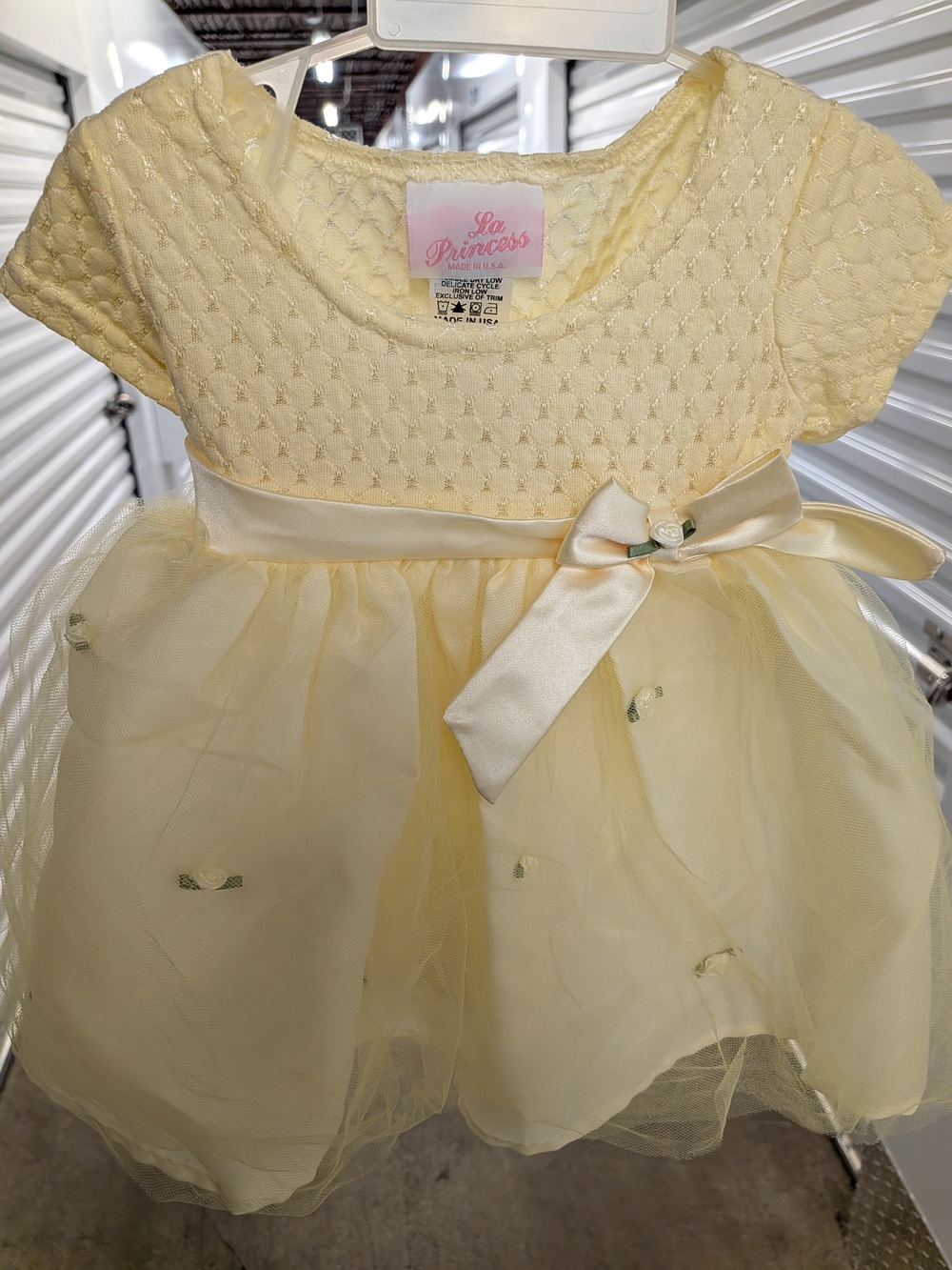La Princess Pale Yellow Party Tulle Dress with Satin Bow w/ Shorts